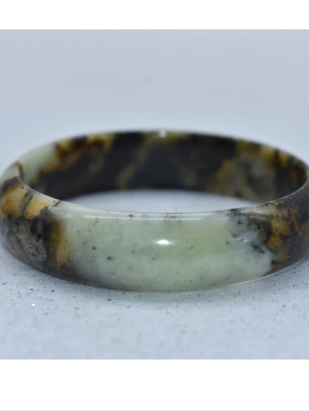 Green Jadeite 15 mm Solid Bangle Bracelet 7 inch/ GORGEOUS!/ NEW
